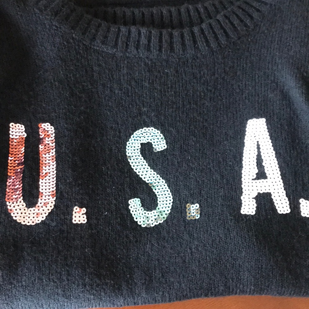 WILDFOX White Label USA Sequin Black Wool Top NEW Medium